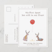 Zes feet Apart Cute Fun Deer Quarantine Kerstmis Feestdagenkaart (Voorkant / Achterkant)