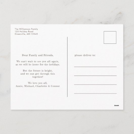 Zes feet Apart Cute Fun Deer Quarantine Kerstmis Feestdagenkaart (Achterkant)