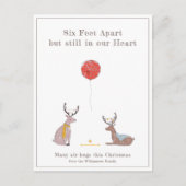 Zes feet Apart Cute Fun Deer Quarantine Kerstmis Feestdagenkaart (Voorkant)