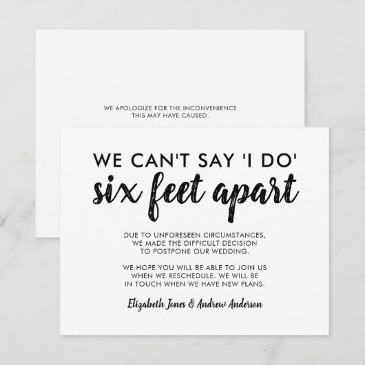 Zes Feet Apart Verandering van de Datum van het hu Aankondiging (Voorkant / Achterkant)