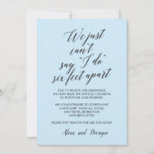 Zes feet extra | Blauw Geanneliseerd Postponed Wed Kaart (Voorkant)