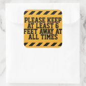 Zes feet sociale vervorming vierkante sticker (Tas)