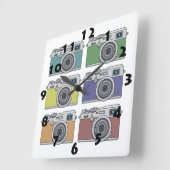 ZES  FOTO-CAMERA'S IN POP ART-STIJL VIERKANTE KLOK (Hoek)