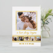 Zes Foto Collage Film Lijst Save the Date Wedding Folie Uitnodiging (Staand Voorkant)