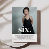 Zes Foto First Birthday Uitnodiging