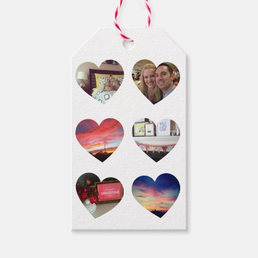 Zes foto harten aangepaste cadeau Label Cadeaulabel (Voorkant)