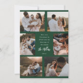 Zes foto Modern Script Flat Holiday Kaart Groen (Voorkant)
