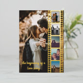 Zes foto's collage film sparen de Datum Folie Uitnodiging (Staand Voorkant)