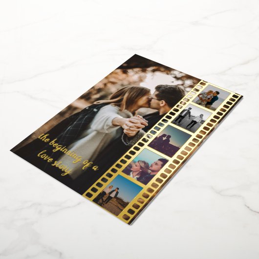 Zes foto's collage film sparen de Datum Folie Uitnodiging (Gedraaid)