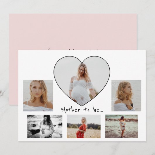 Zes foto's Collage Moeder om zwanger te zijn Aankondiging (Voorkant / Achterkant)