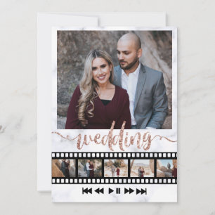 Zes foto's Collage Movie Lijst Roos Gold Glitter Kaart