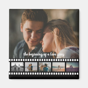 Zes foto's collage zoals in de Button van films Magneet