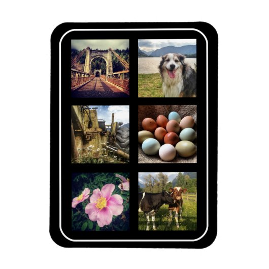 Zes foto's instagram Collage Magneet (Verticaal)