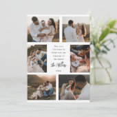 Zes Foto's Moderne Script Flat Kerstkaart (Staand voorkant)