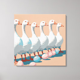 Zes ganzen A-leggen cut-out stencil-stijl 3 Canvas Afdruk