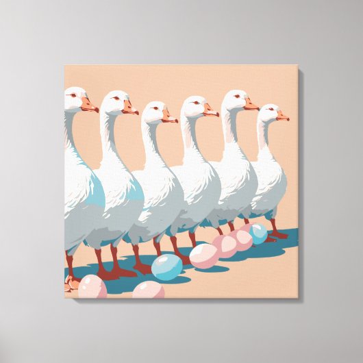 Zes ganzen A-leggen cut-out stencil-stijl 3 Canvas Afdruk (Voorkant)