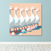 Zes ganzen A-leggen cut-out stencil-stijl 3 Canvas Afdruk (Insitu (Houten vloer))