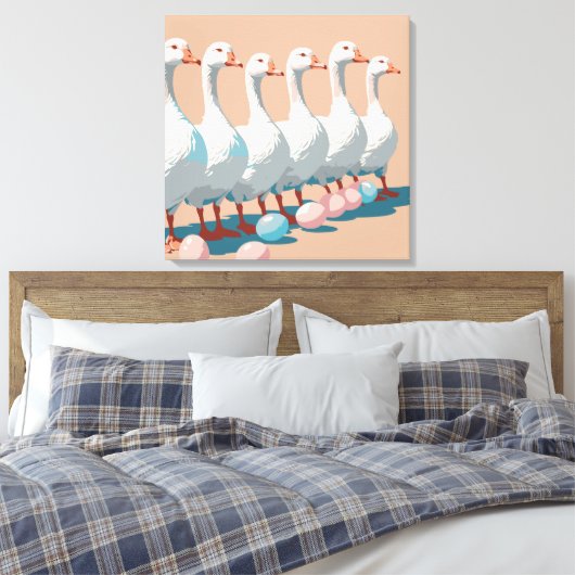 Zes ganzen A-leggen cut-out stencil-stijl 3 Canvas Afdruk (Insitu (Slaapkamer))