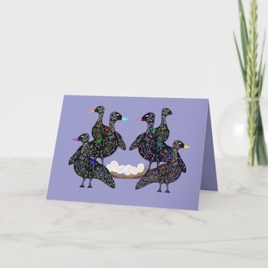 Zes Ganzen een het Leggen Kaart (Voorkant)