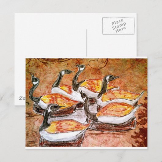 Zes ganzen een legering briefkaart (Voorkant / Achterkant)