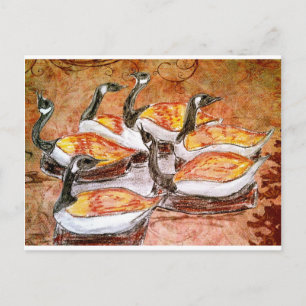 Zes ganzen een legering briefkaart