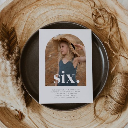 Zes gebogen foto verjaardag kaart