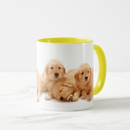 Zes Golden Retriever Puppies Mok (Voorkant rechts)
