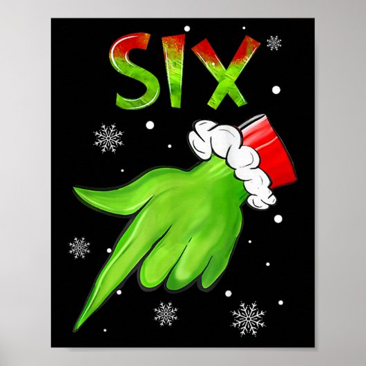 Zes Grappige Zes Zeven 6 7 Meme Kerstman Kerstmis  Poster (Voorkant)