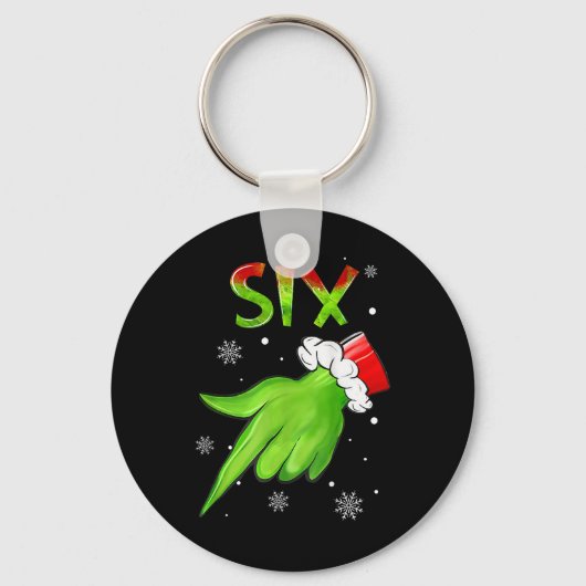 Zes Grappige Zes Zeven 6 7 Meme Kerstman Kerstmis Sleutelhanger (Voorkant)