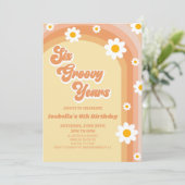 Zes Groovy Jaar Retro Daisy 6e Verjaardagsfeestje Kaart (Staand voorkant)