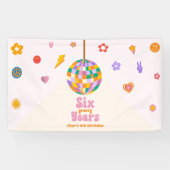 Zes Groovy Years Disco Ball 6e Verjaardagsfeestje Spandoek (Horizontaal)