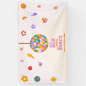 Zes Groovy Years Disco Ball 6e Verjaardagsfeestje Spandoek (Verticaal)