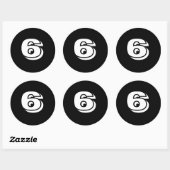 Zes grote ronde zwarte stickers van Janz (Vel)