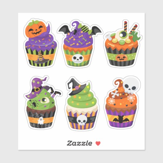 Zes halloween cupcake sticker (Vel)