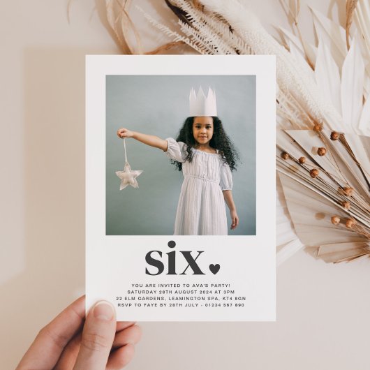 Zes hart - vierkant foto - uitnodiging op zaterdag