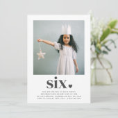 Zes hart - vierkant foto - uitnodiging op zaterdag (Staand voorkant)