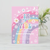 Zes Is Een Sfeer Groovy Hippie Regenboog 6e Verjaa Kaart (Staand voorkant)