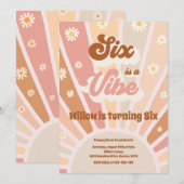 Zes is een Vibe Boho Sunshine 6e verjaardag Kaart (Voorkant / Achterkant)