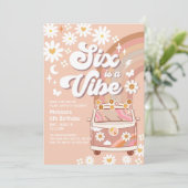 Zes is een Vibe Daisy Beige Cream 6e verjaardag Kaart (Staand voorkant)