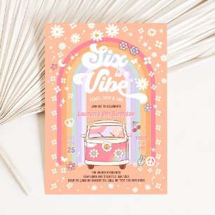 ZES is een Vibe Daisy Groovy Hippie 6de Verjaardag Kaart
