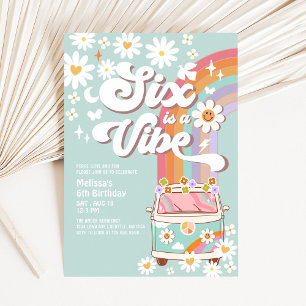 ZES is een Vibe Daisy Regenboog Groovy 6e Verjaard Kaart