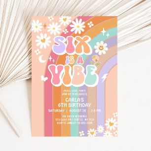 ZES is een Vibe Daisy Regenboog Groovy 6e Verjaard Kaart