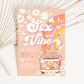 Zes is een Vibe Girl Pink Peach Daisy 6e verjaarda Kaart