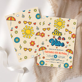Zes is een Vibe Groovy Retro Daisy 6e verjaardag Kaart