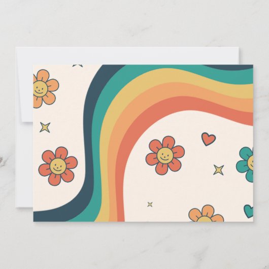 Zes is een Vibe Groovy Retro Floral 6e verjaardag Kaart (Achterkant)