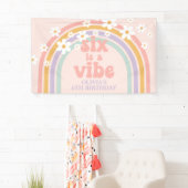 Zes is een Vibe Pastel regenboog 6e verjaardag Spandoek (Insitu)