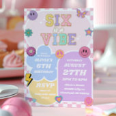 Zes is een vibe preppy patch 6e verjaardagsfeest kaart