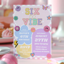 Zes is een vibe preppy patch 6e verjaardagsfeest