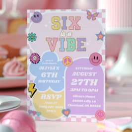 Zes is een vibe preppy patch 6e verjaardagsfeest kaart
