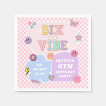 Zes is een vibe preppy patch 6e verjaardagsfeest